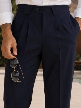 Vintage Thierry Mugler Mens Navy Wool Dress Pants 32x32 France
